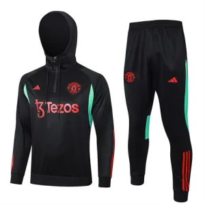 Manchester United Kinder-Kapuzen-Sportanzug 2024/25 Schwarz