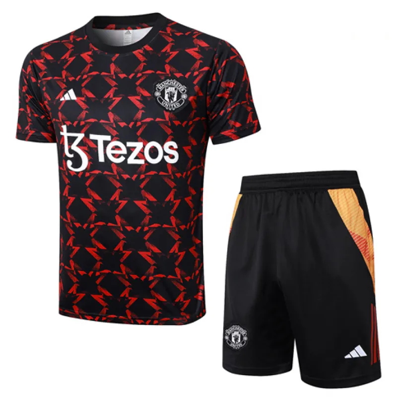 Maillot de formation + Short de Manchester United 2024/25 Noir/Rouge