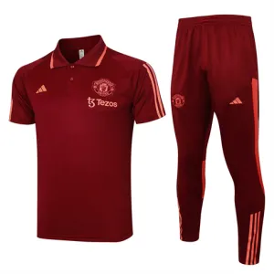 Manchester United Trainings-Polo-Shirt + Hosen 2024/25 Rot