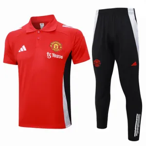 Manchester United Trainings-Polo-Shirt + Hosen 2024/25 Rot