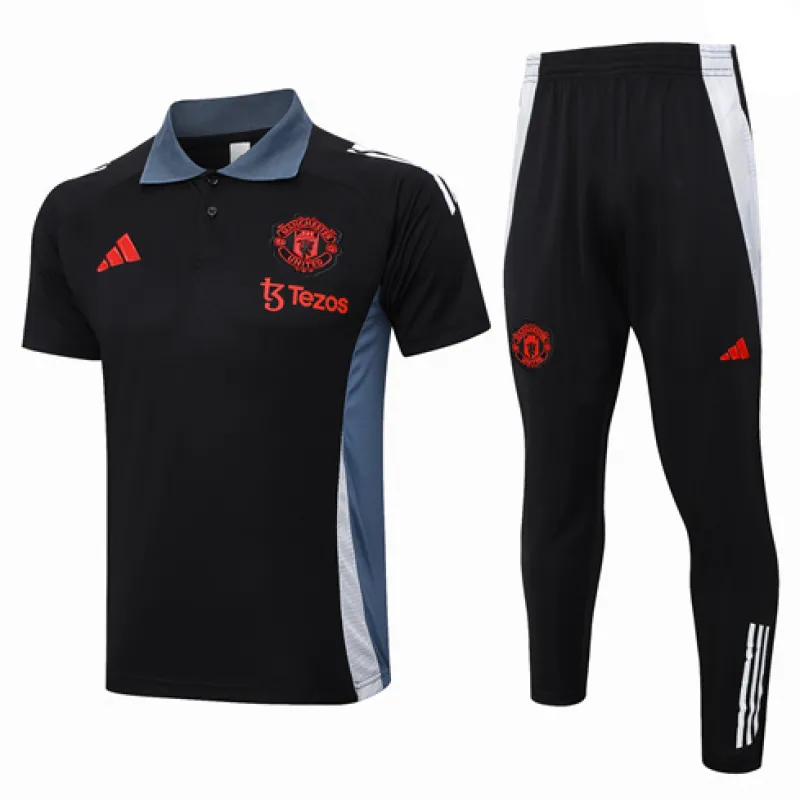 Maglia Polo di allenamento + Pantaloni di Manchester United 2024/25 Nero