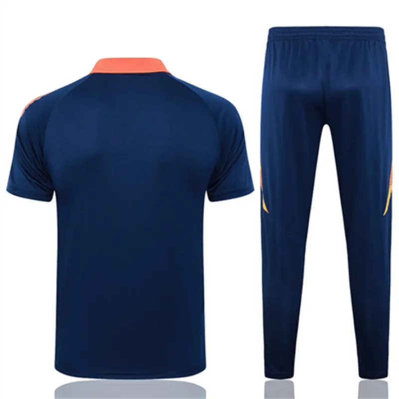 Maglia Polo di allenamento + Pantaloni di Manchester United 2024/25 Azzurro