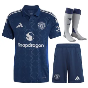 Manchester United 2024/25 Auswärts - Kinder - Trikotsatz - Blau