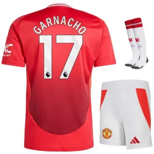 Garnacho Manchester United 2024/25 Heimspiel - Kinder - Trikotsatz - Rot