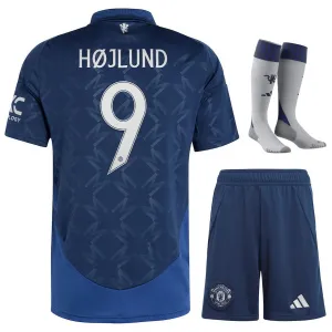 Højlund Manchester United 2024/25 Auswärts - Kinder - Trikotsatz - Blau