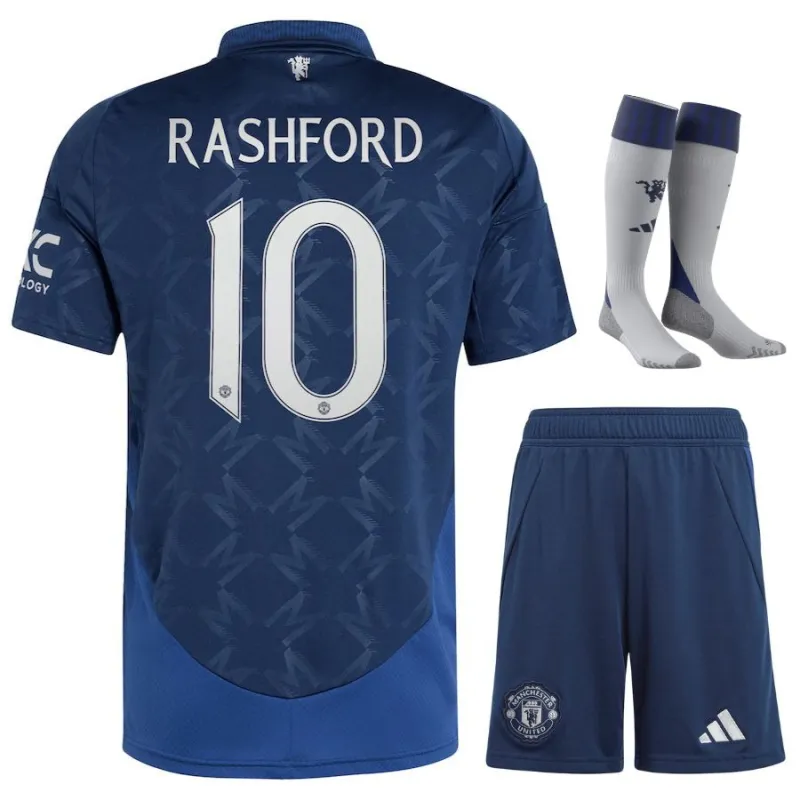 Rashford Manchester United 2024/25 Auswärts - Kinder - Trikotsatz - Blau