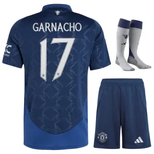 Garnacho Manchester United 2024/25 Auswärts - Kinder - Trikotsatz - Blau