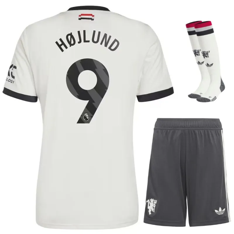 Højlund Manchester United 2024/25 Kinder - Drittes Trikotsatz - Weiß