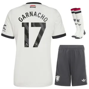 Garnacho Manchester United 2024/25 Kinder - Drittes Trikotsatz - Weiß