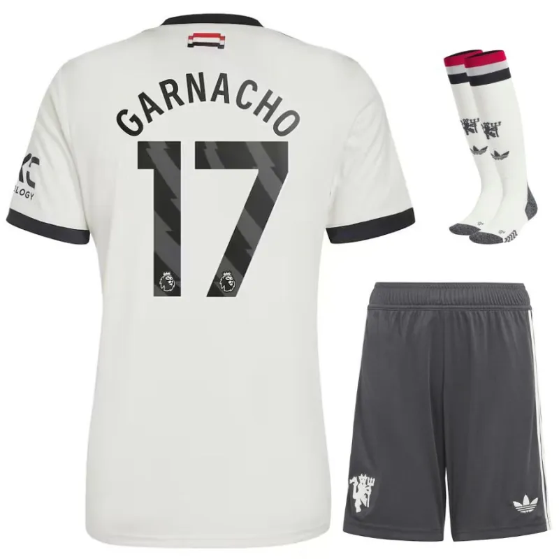 Garnacho Manchester United 2024/25 Kinder - Drittes Trikotsatz - Weiß