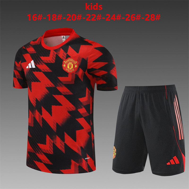 Manchester United 2025/26 Kinder Trainingsanzug Rot Schwarz