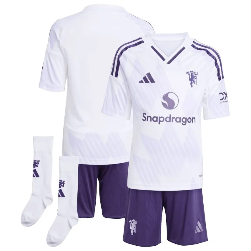 Set de camiseta infantil fuera de casa del Manchester United 2025/26 - Blanco