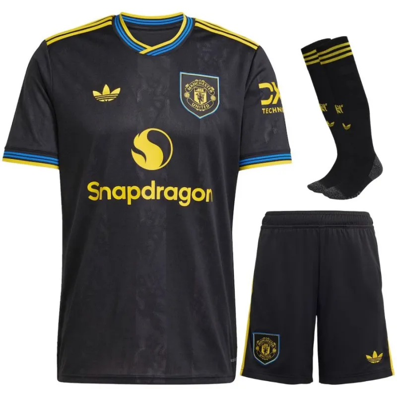Manchester United 2025/26 Conjunto infantil camiseta tercera - Negra