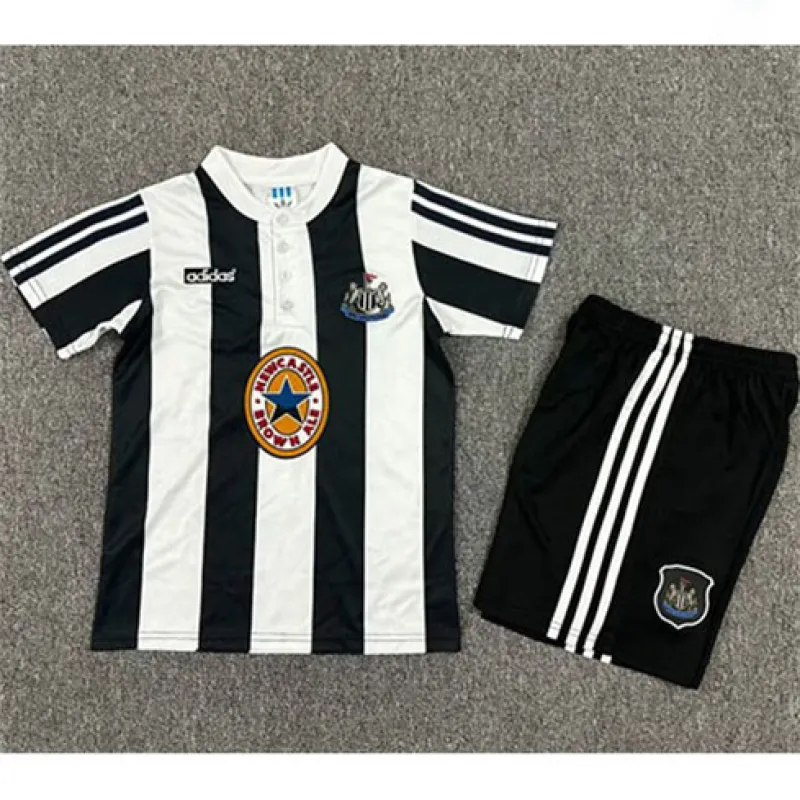 Camiseta retró de casa para niños de Newcastle United 1995-97 - Negro/Blanco
