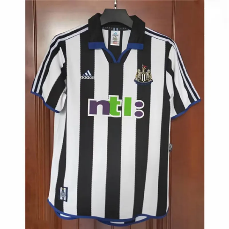 Newcastle United 2000/01 Retro Heimtrikot - Schwarz/Weiß