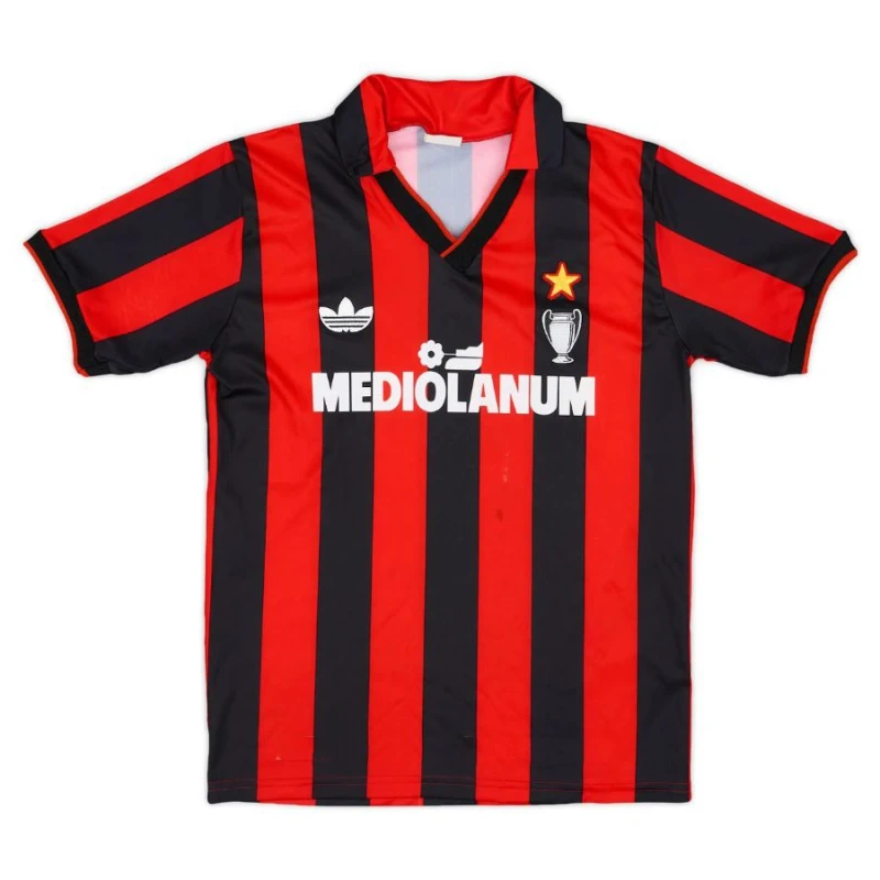 AC Milan 1990/91 Camiseta retro local - Roja/Negra