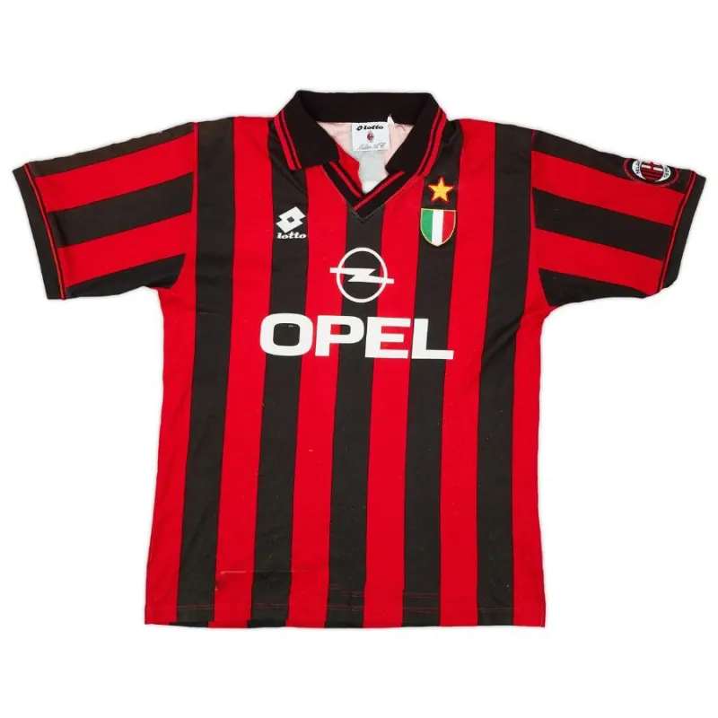 AC Milan 1996/97 Camiseta retro local - Roja/Negra