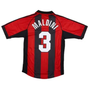 AC Milan MALDINI 1998 2000 Camiseta retro local - Roja/Negra