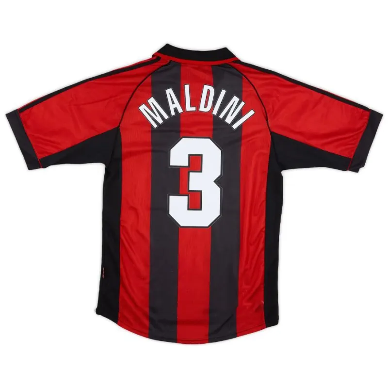 AC Milan MALDINI 1998 2000 Retro Home Jersey - Red/Black