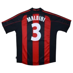 AC Milan MALDINI 2000 2002 Camiseta retro local - Roja/Negra