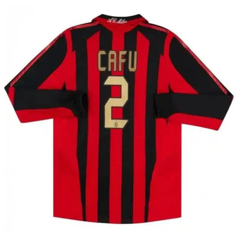 AC Milan CAFU 2005/06 Camiseta retro de casa de manga larga - Roja/Negra