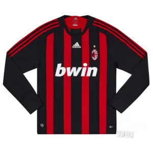 AC Milan 2008/09 Camiseta retro de casa de manga larga - Roja/Negra