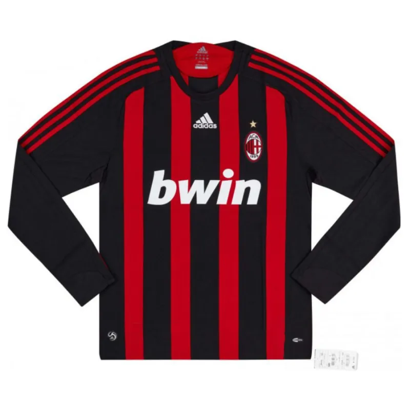 AC Mailand 2008/09 Retro-Heimtrikot mit langen Ärmeln - Rot/Schwarz