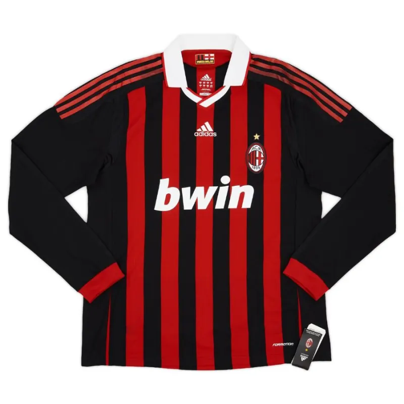 AC Milan BECKHAM 2008/09 Camiseta retro de casa de manga larga - Roja/Negra