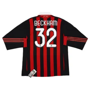 AC Milan BECKHAM 2008/09 Camiseta retro de casa de manga larga - Roja/Negra