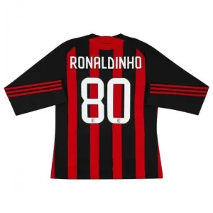 AC Milan RONALDINHO 2008/09 Retro Long-Sleeve Home Jersey - Red/Black