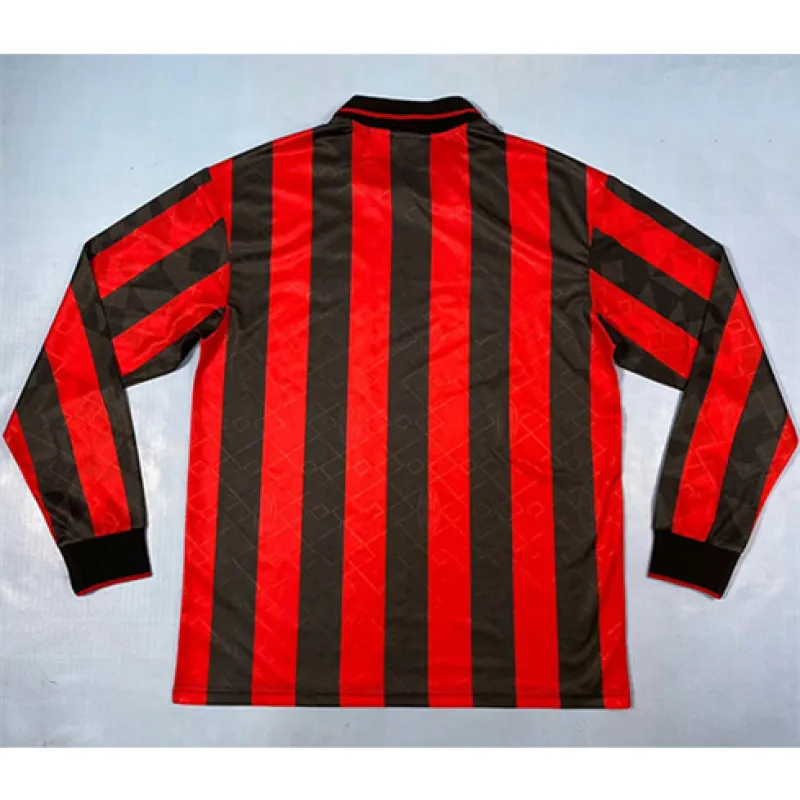 Maillot rétro à manches longues d'hommes de l'AC Milan 1994/95 - Rouge