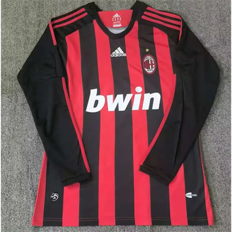 Maglia retro di casa con maniche lunghe dell'AC Milan 2008 - Rossa