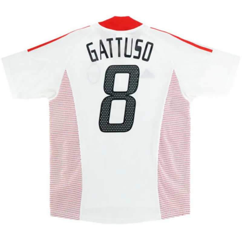 Camiseta retro de visita núm. 8 del AC Milan 2002/03 - Blanca, Gennaro Gattuso