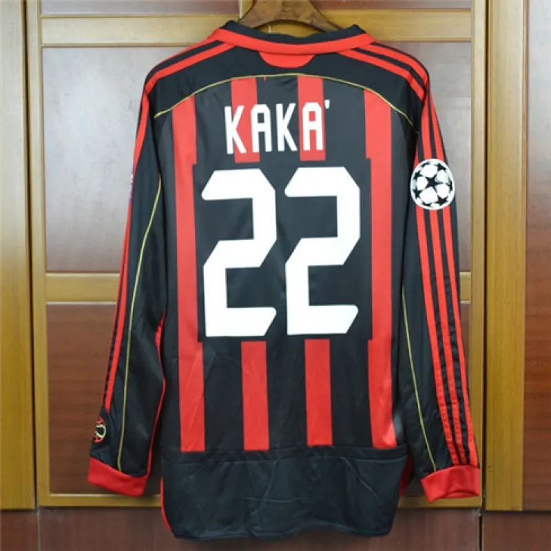 Camiseta retro de local de mangas largas del AC Milan 2006/07 - Roja, Kaka