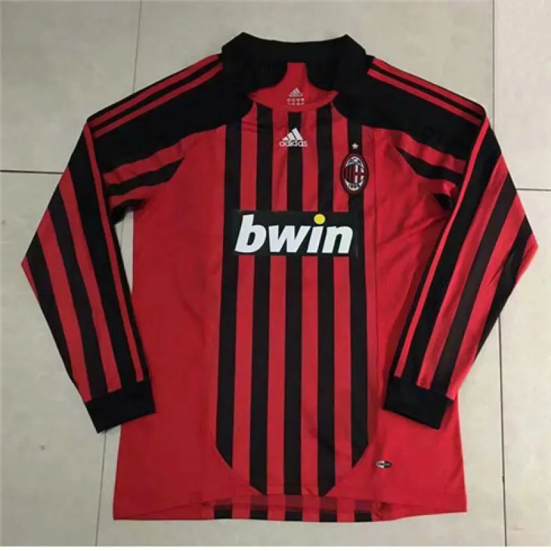 Camiseta retro de local de mangas largas del AC Milan 2007/08 - Roja