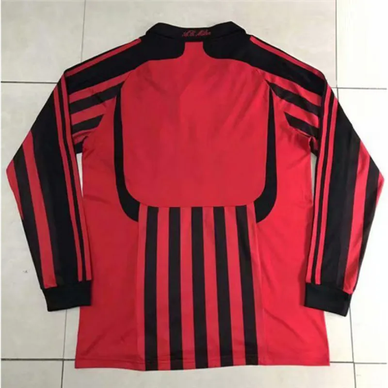 Camiseta retro de local de mangas largas del AC Milan 2007/08 - Roja