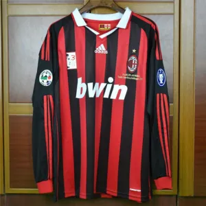 Maillot rétro de domicile à manches longues de l'AC Milan 2009/10 - Rouge