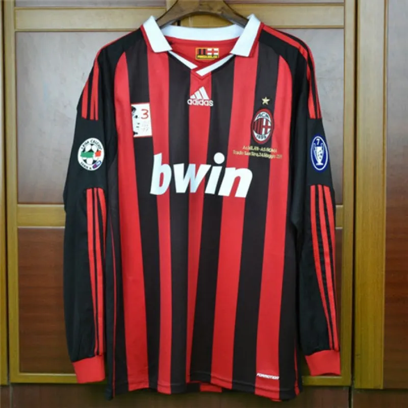 Camiseta retro de local de mangas largas del AC Milan 2009/10 - Roja