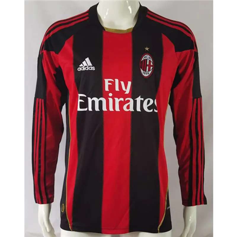 Camiseta retro de local de mangas largas del AC Milan 2010/11 - Roja