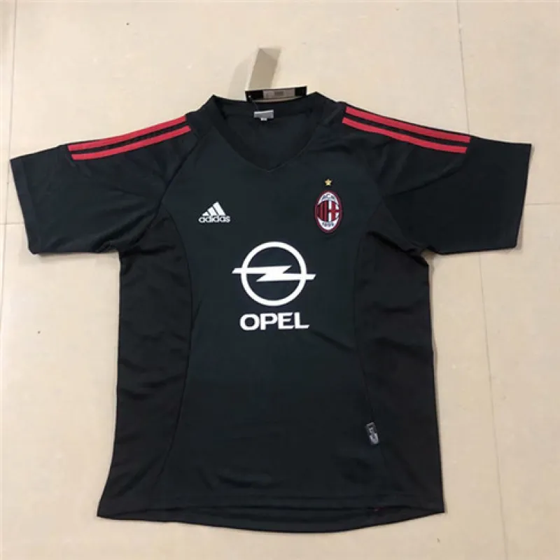 Camiseta retro de visita de la Liga de Campeones UEFA 2002/03 del AC Milan - Negra