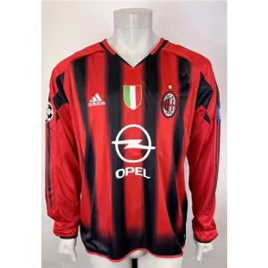 Camiseta retro de casa con mangas largas del AC Milan 2004/05 - Venta al por mayor - Roja