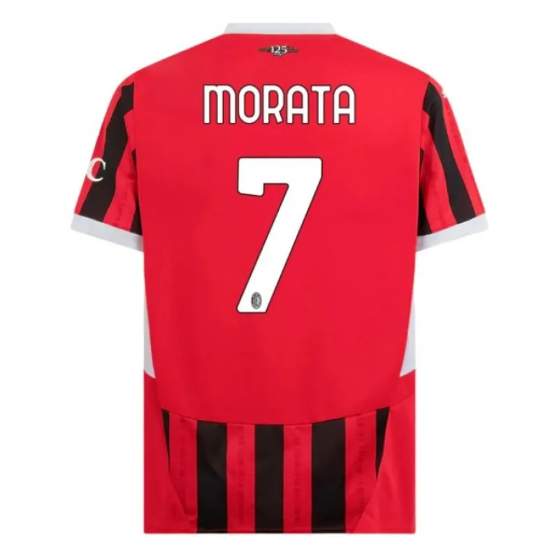 El conjunto de camiseta infantil del campo de AC Milan 2024/25 de Morata - Negro
