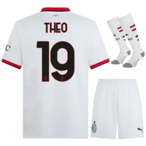 L'ensemble du maillot pour enfants de l'extérieur de l'AC Milan 2024/25 de Theo - Blanc