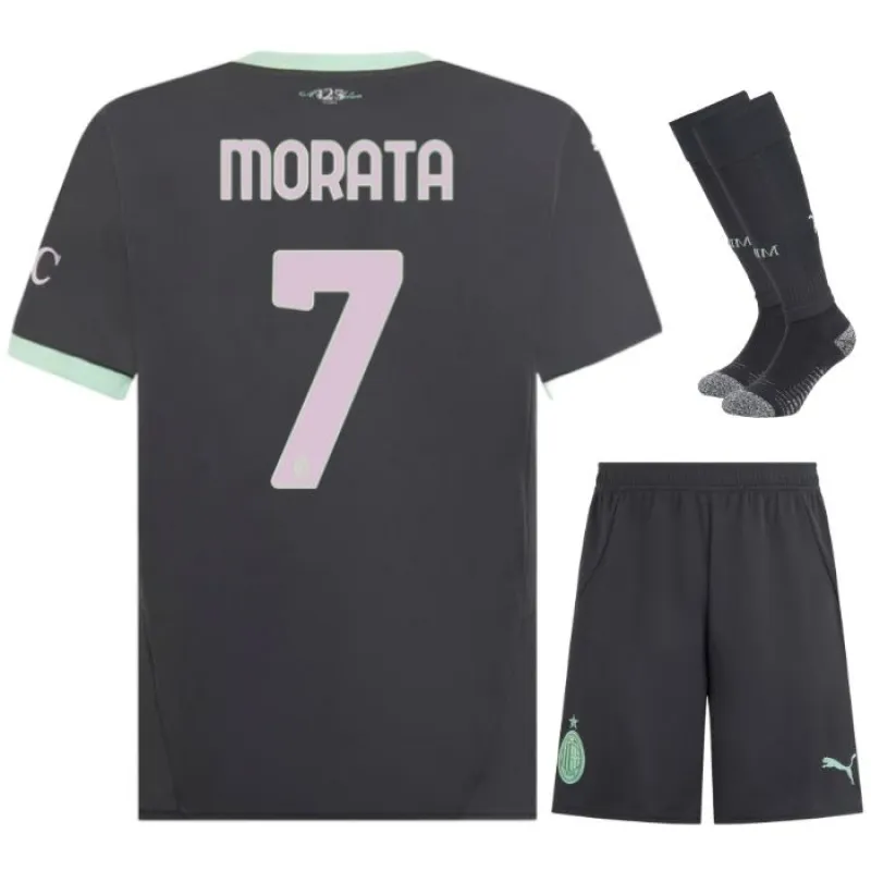 Moratas AC Milan 2024/25 Drittes Kinder-Jersey-Set - Anthrazitgrau