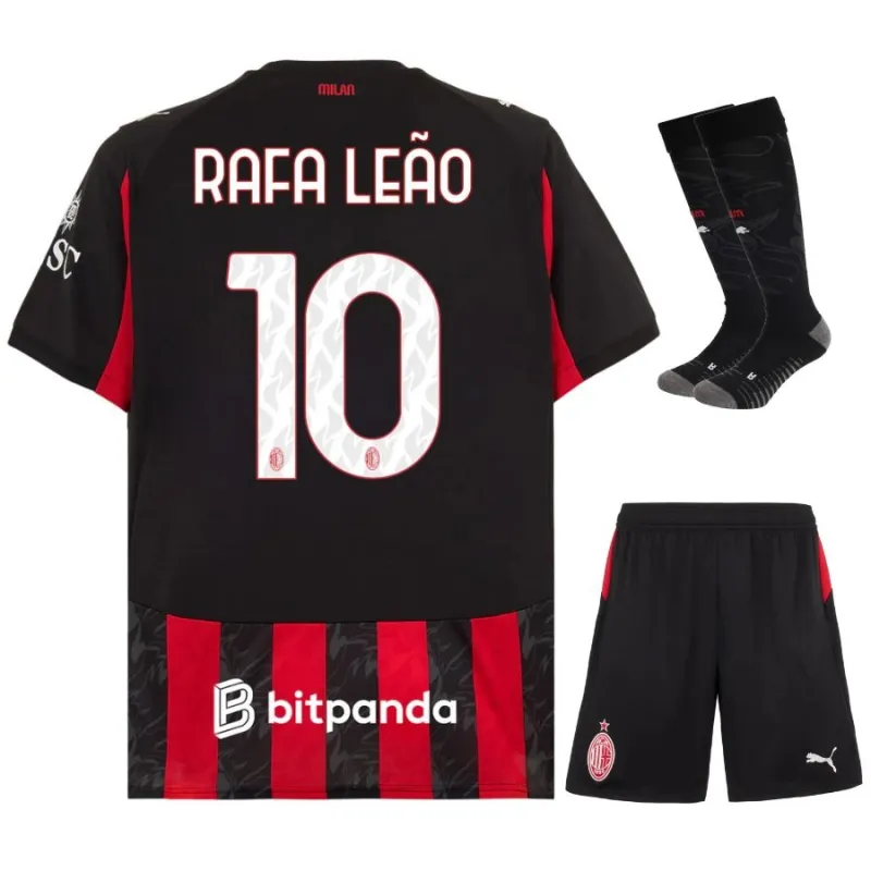 AC Mailand RAFA·LEAO Kinder-Kit 2025/26 Heimtrikot - Rot