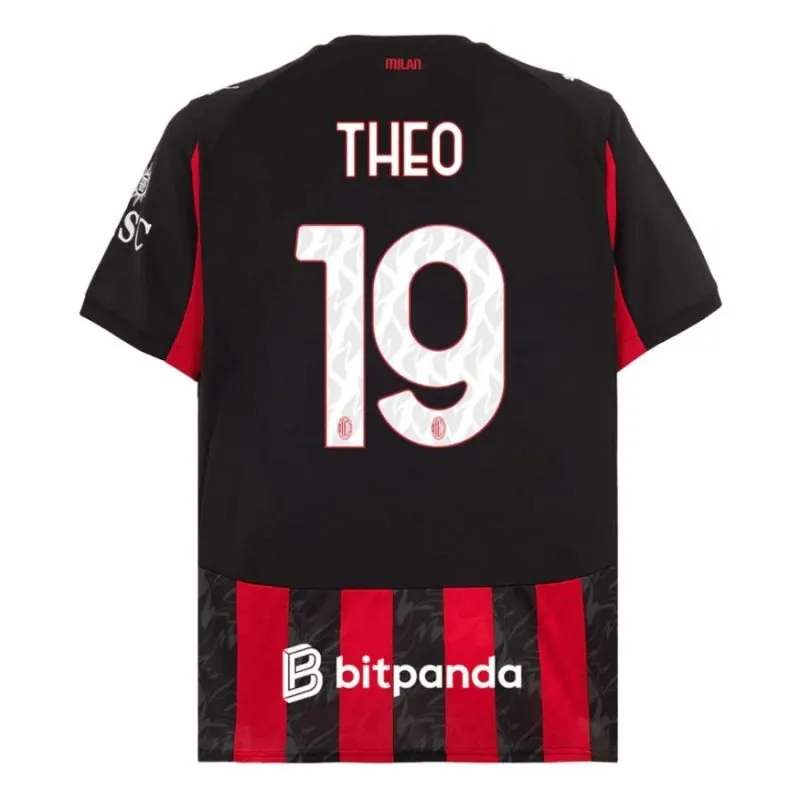 AC Milan THEO Kids' Kit 2025/26 Home Jersey - Red