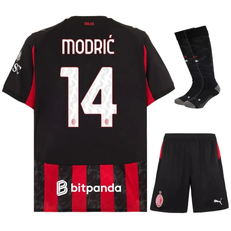 AC Milan MODRIC Kids' Kit 2025/26 Home Jersey - Red