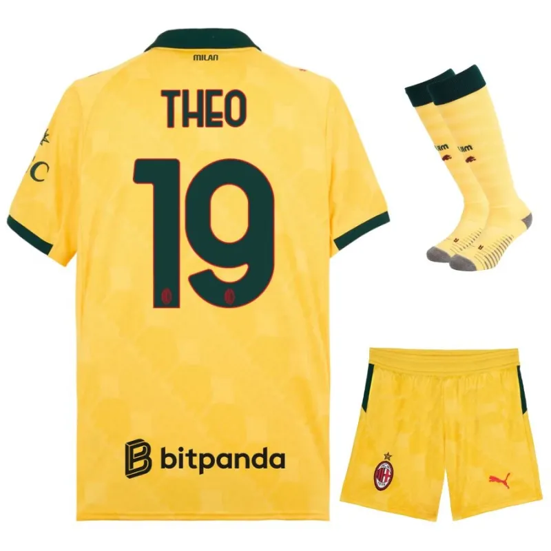 Set di maglia terza bambini di THEO dell’AC Milan 2025/26 - Giallo