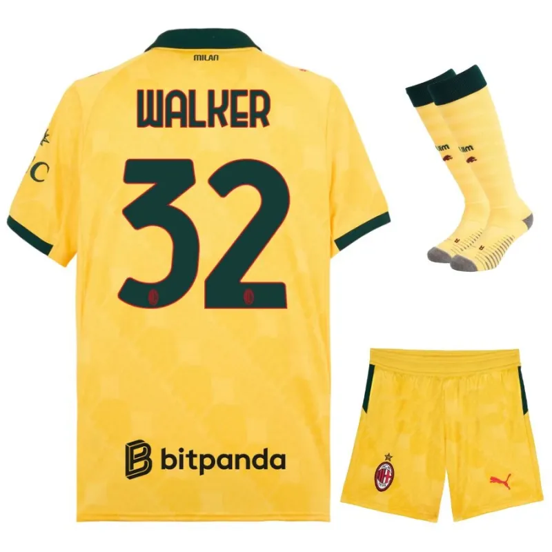 Set de camiseta tercera infantil de WALKER del AC Milan 2025/26 - Amarillo