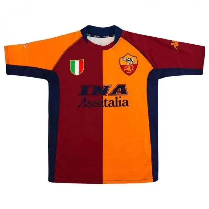 Camiseta Retro Local AS Roma 2001/02 - Rojo/Naranja